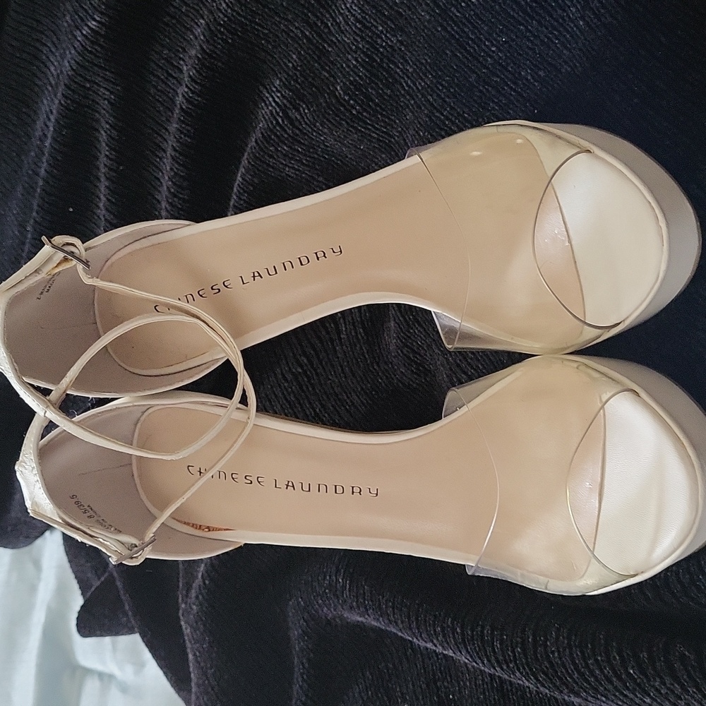 Chinese Laundry  White Ankle Strap Heels